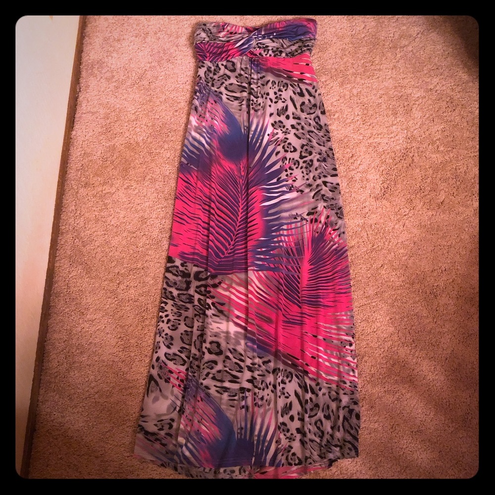 Multi-Color Maxi Strapless Summer Dress